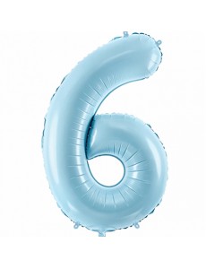 Balão Número 6 Azul Claro